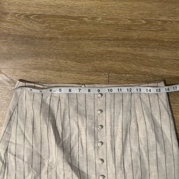 Banana Republic Maxi Skirt Classic Linen Striped Front Slit Neutral Minimalist - Picture 9 of 9